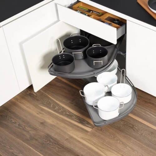 Ảnh thực tế bộ rổ góc LEMANS II Hafele 541.29.480, màu đen