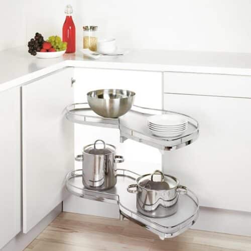 Ảnh thực tế bộ rổ góc LEMANS II Hafele 541.32.670, màu Crom