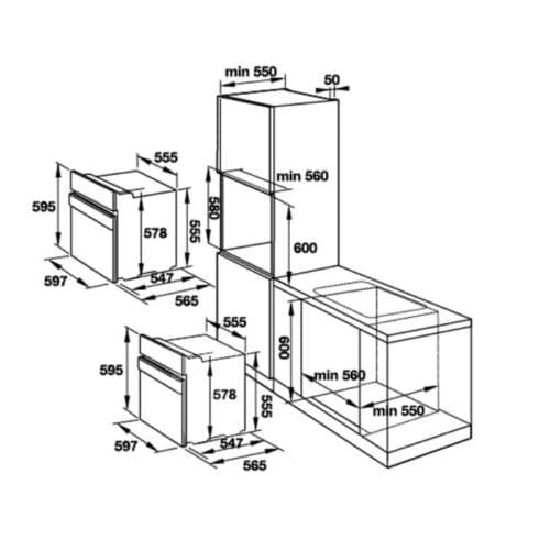 Kích thước của lò nướng Hafele 535.00.300