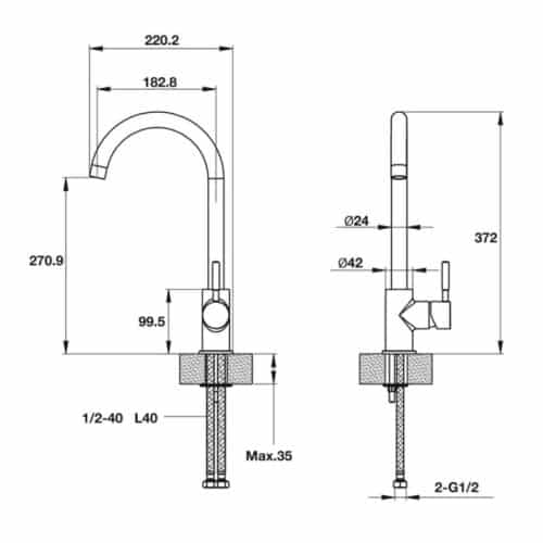Vòi rửa bát đá Hafele HT19-GH1F270 570.51.490