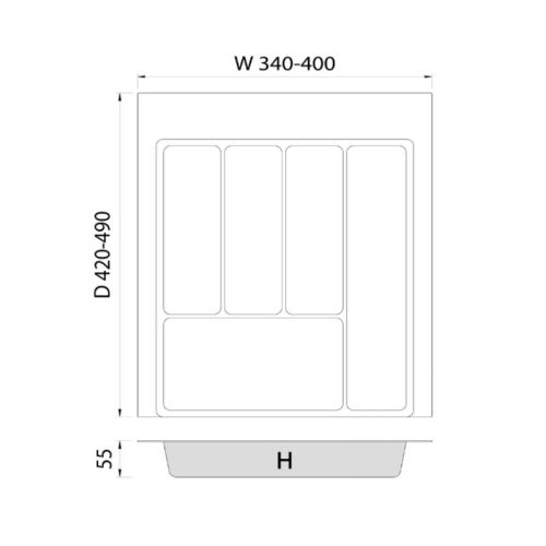 Kích thước khay chia tủ bếp Hafele 450mm Imundex 7 806 936
