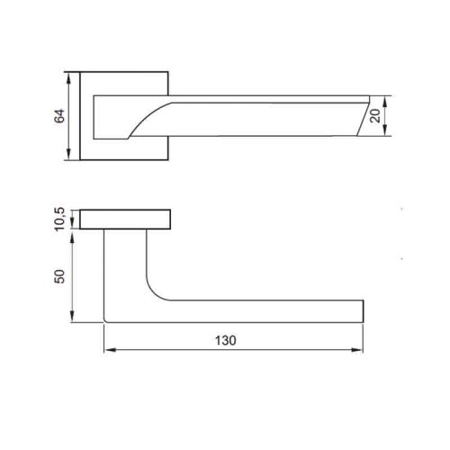 Kích thước tay nắm gạt cửa phòng Hafele 901.76.620