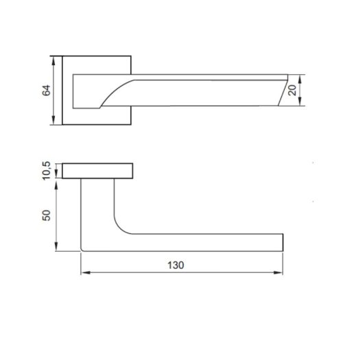 Kích thước tay nắm gạt cửa vệ sinh Hafele 901.76.621