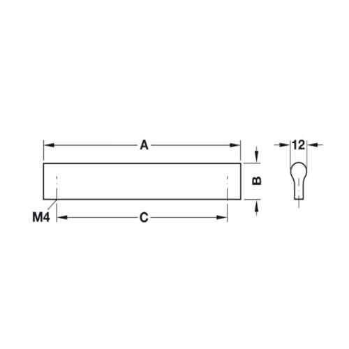 Kích thước tay nắm nhôm 180 mm Hafele 155.01.103