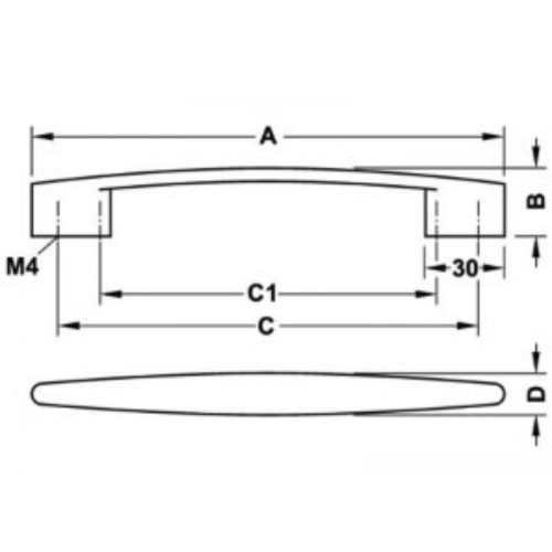 Kích thước tay nắm tủ 180mm H1350 Hafele 110.34.337