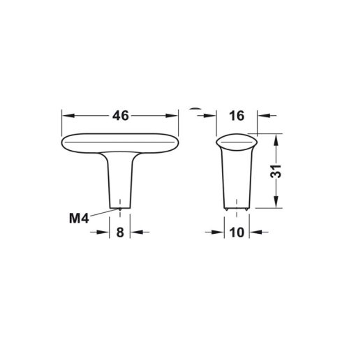 Thiết kế của quả nắm tủ 46mm Hafele H2140 106.70.120