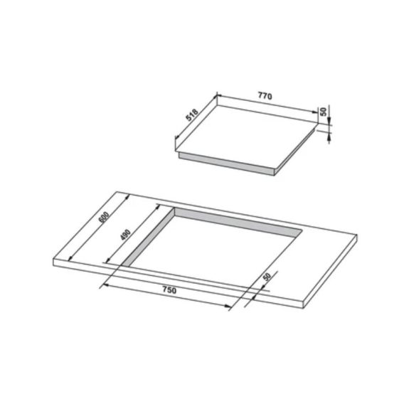Kích thước của bếp ttừ Hafele 3 vùng nấu HC-IS773EA 535.02.242 lắp âm