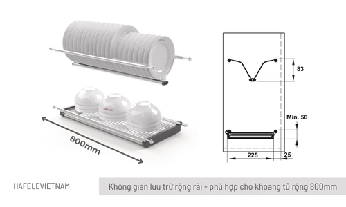 544.40.033 không gian lưu trữ rộng rãi với chiều rộng 800mm
