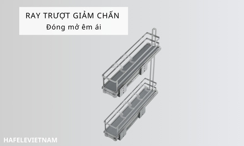 Bộ rổ gia vị Hafele Omero 549.20.891 200mm (trái) 8 549.20.891 ray trượt giảm chấn kéo mở êm ái