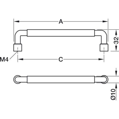 Kích thước tay nắm Hafele 106.70.393