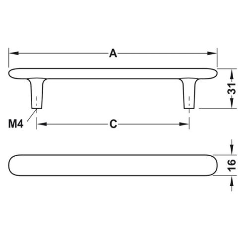 Kích thước Tay nắm Hafele H2135 106.70.100